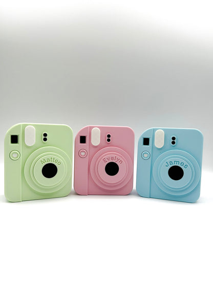 Personalized Retro Camera Desk Organizer | Custom Name Pen and; Makeup Brush Holder