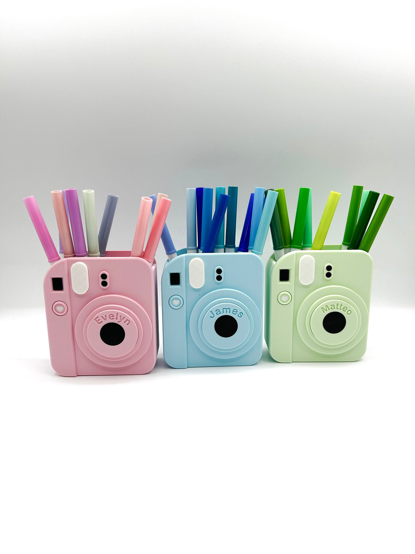 Personalized Retro Camera Desk Organizer | Custom Name Pen and; Makeup Brush Holder